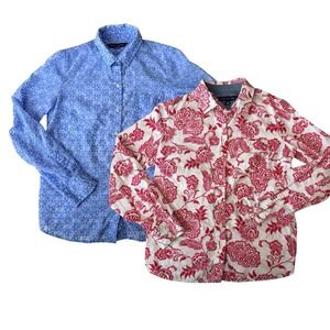 Tommy Hilfiger Blouse Set XS Women Button Light Classic Long Sleeve Tops Preppy